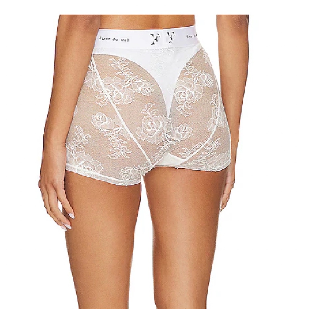 Fleur Du Mal Ivory Bouquet Lace Boxer Brief - Picture 3 of 5
